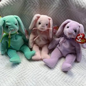 Hippity, Hoppity, and Floppity TY beanie babies.   1996